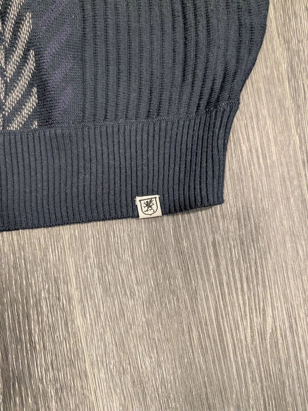 Stacy Adams Men's Navy Houndstooth Quarter-Zip Sweater